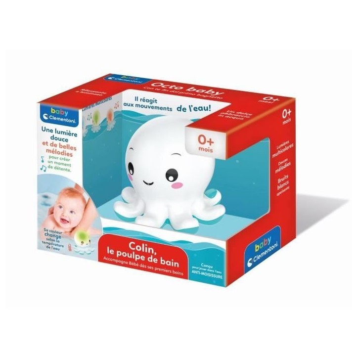 Jouet de bain interactif Baby Clementoni - Colin le poulpe lumineux et musical Jouet de bain interactif Baby Clementoni - Colin le poulpe lumineux et musical