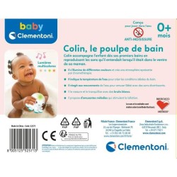 Jouet de bain interactif Baby Clementoni - Colin le poulpe lumineux et