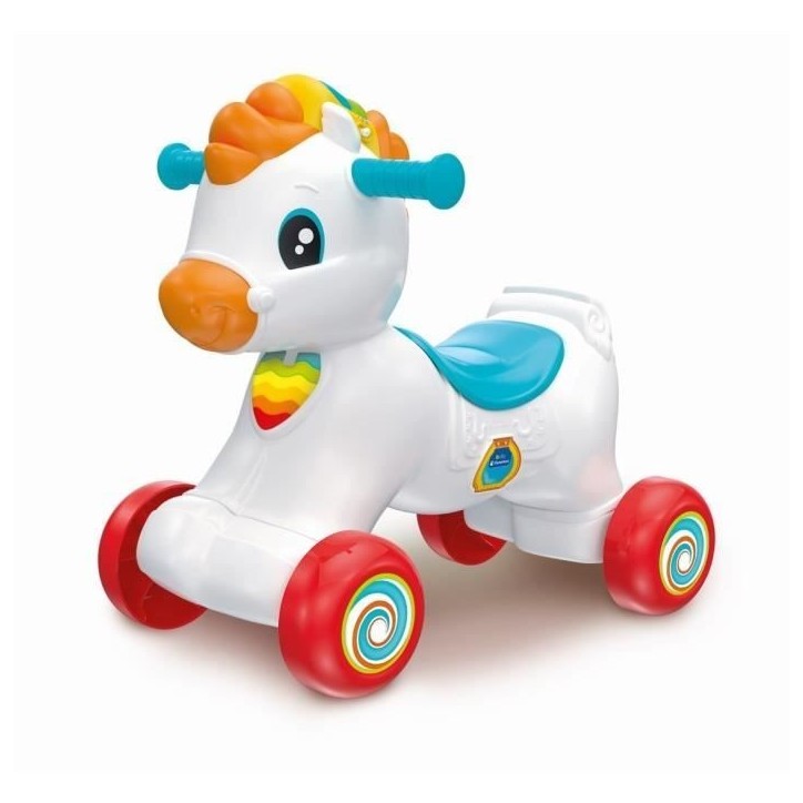 Clementoni - Cheval a bascule et a roues -Crinere avec boutons d'intercations - Des 1 an