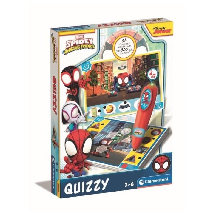 Clementoni - Quizzy - Spidey - Jeu interactif avec 200 Quizz + un stylo électronique - Dés 3 ans Clementoni - Quizzy - Spidey - Jeu interactif avec 200 Quizz + un stylo électronique - Dés 3 ans