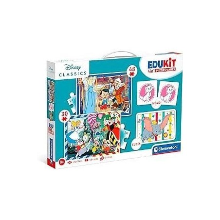 Clementoni - Edukit - Disney - Coffret apprentissage 4 en 1 - 2 puzzle