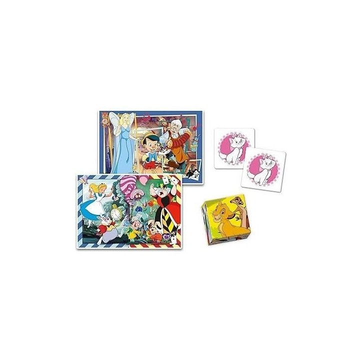 Clementoni - Edukit - Disney - Coffret apprentissage 4 en 1 - 2 puzzles, 1 mémo, 1 jeu de 6 cubes - Fabriqué en Italie - Dés Clementoni - Edukit - Disney - Coffret apprentissage 4 en 1 - 2 puzzles, 1 mémo, 1 jeu de 6 cubes - Fabriqué en Italie - Dés