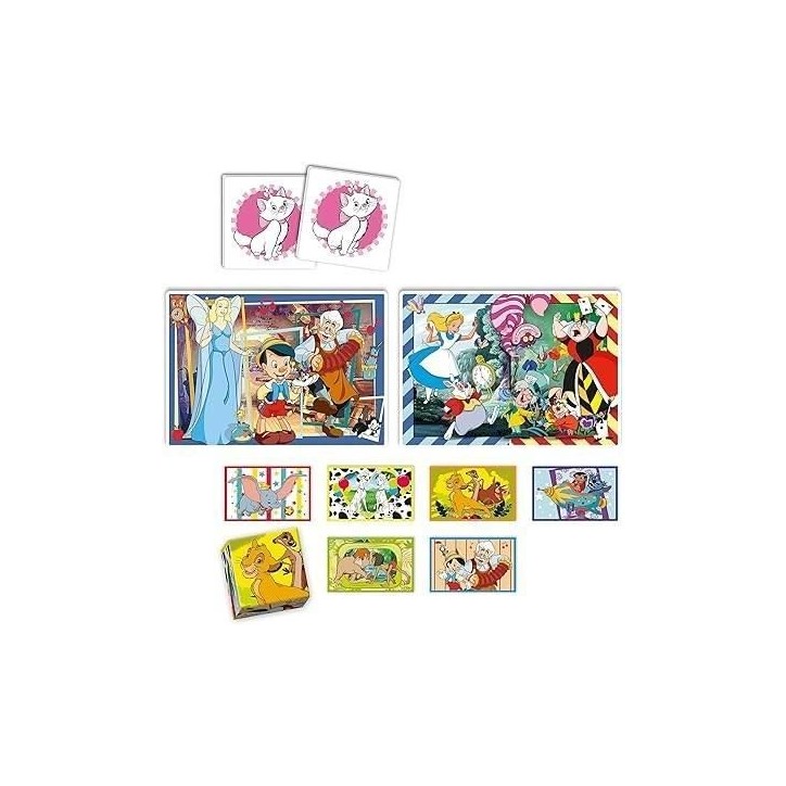 Clementoni - Edukit - Disney - Coffret apprentissage 4 en 1 - 2 puzzles, 1 mémo, 1 jeu de 6 cubes - Fabriqué en Italie - Dés Clementoni - Edukit - Disney - Coffret apprentissage 4 en 1 - 2 puzzles, 1 mémo, 1 jeu de 6 cubes - Fabriqué en Italie - Dés