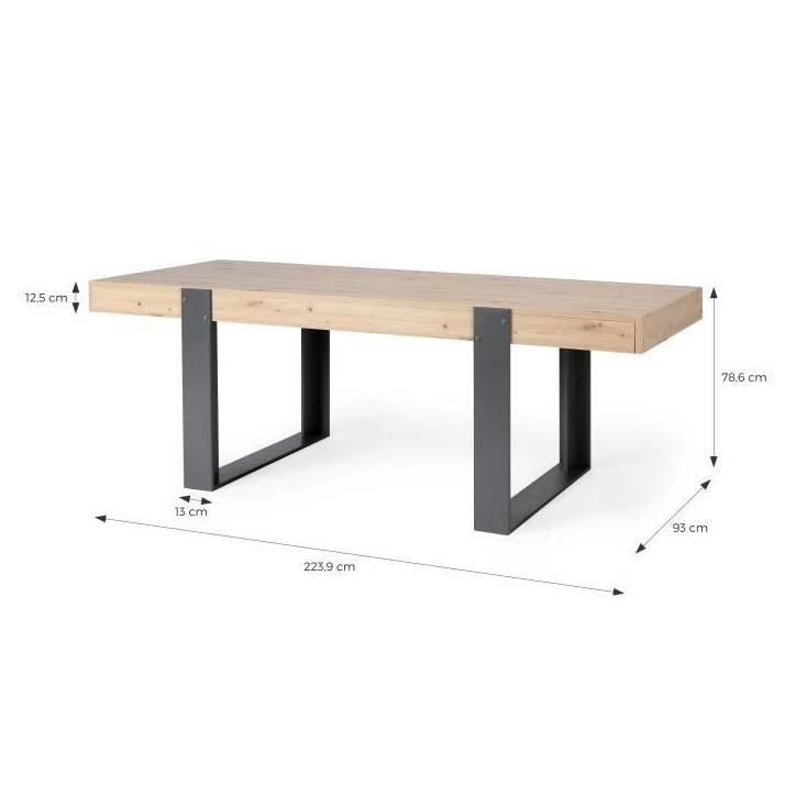 Table a manger - Rectangulaire - Panneaux de particules - Industriel - Loft - L 223,9 x P 93 x H 78,6 cm Table a manger - Rectangulaire - Panneaux de particules - Industriel - Loft - L 223,9 x P 93 x H 78,6 cm