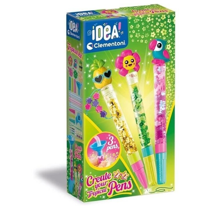 Clementoni - Créer tes stylos - Mini atelier des Stylos - Theme tropical - 3 a créer - Des 6ans Clementoni - Créer tes stylos - Mini atelier des Stylos - Theme tropical - 3 a créer - Des 6ans