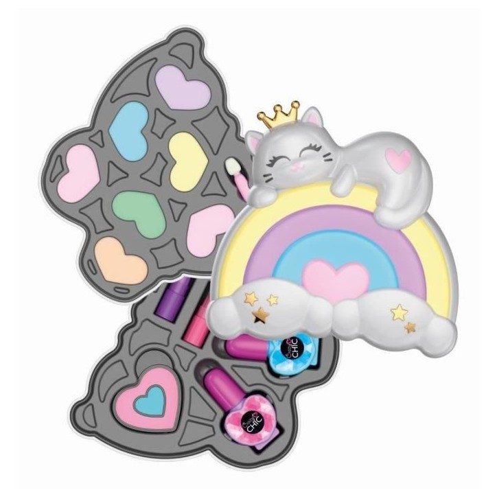 Clementoni - Coffret Maquillage Arc-en-ciel - 2 palettes fards a paupieres, rouge a levres et vernis a ongles - Dés 6 ans Clementoni - Coffret Maquillage Arc-en-ciel - 2 palettes fards a paupieres, rouge a levres et vernis a ongles - Dés 6 ans