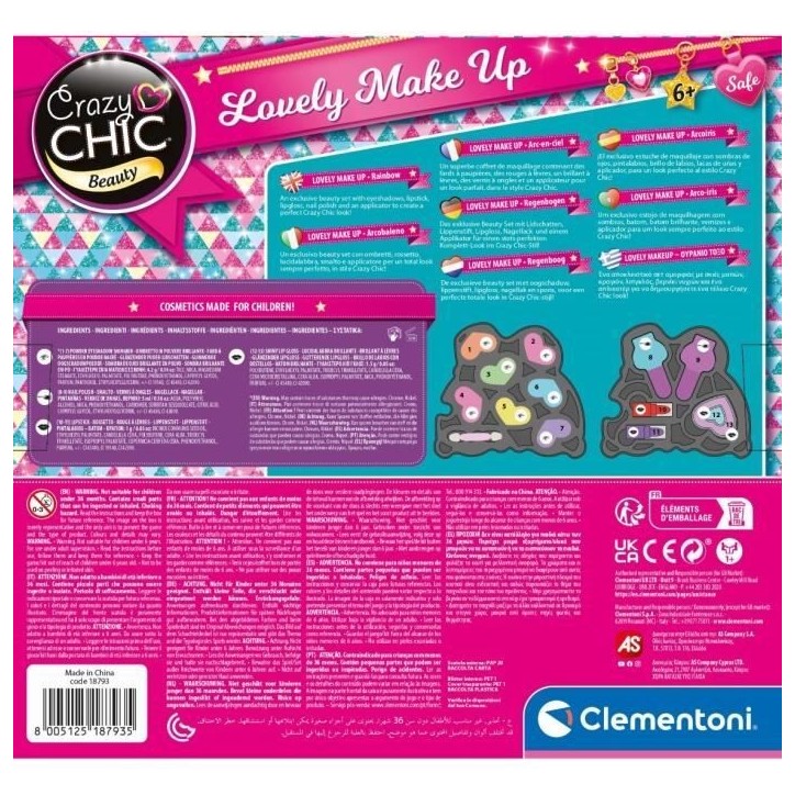 Clementoni - Coffret Maquillage Arc-en-ciel - 2 palettes fards a paupieres, rouge a levres et vernis a ongles - Dés 6 ans Clementoni - Coffret Maquillage Arc-en-ciel - 2 palettes fards a paupieres, rouge a levres et vernis a ongles - Dés 6 ans