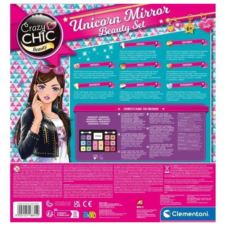 CLEMENTONI - Miroir de maquillage licorne - Anneau lumineux - Maquillage et accesoires cheveux et ongles - Des 7ans CLEMENTONI - Miroir de maquillage licorne - Anneau lumineux - Maquillage et accesoires cheveux et ongles - Des 7ans