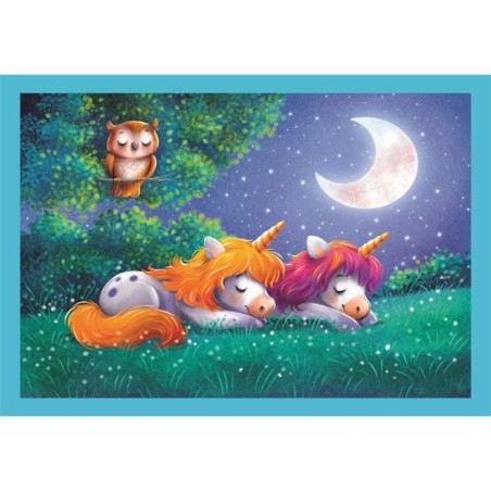 CLEMENTONI - Puzzle 4 en 1 - A Day with Unicorns