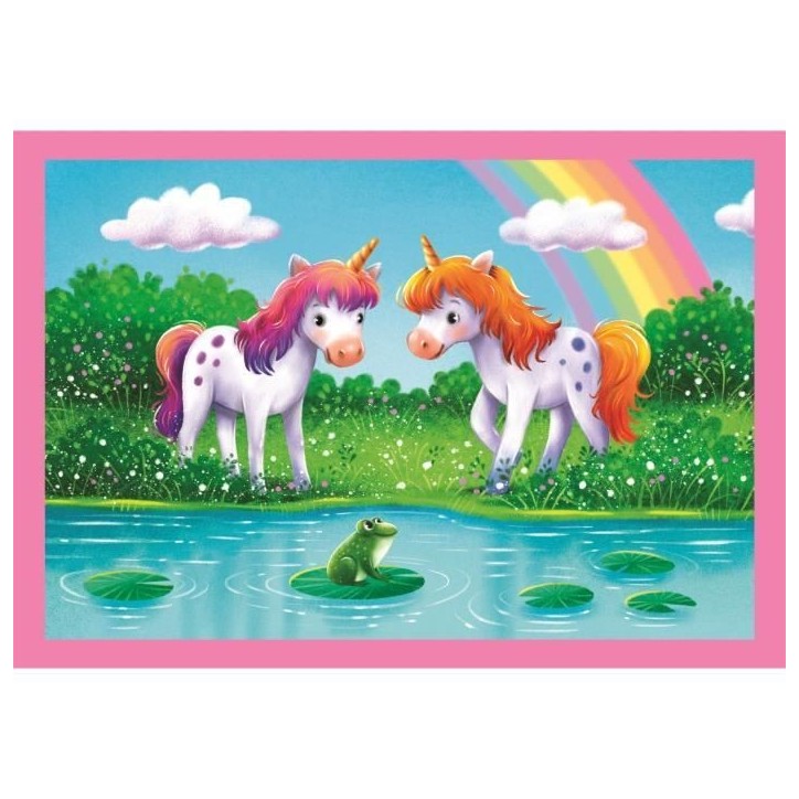 CLEMENTONI - Puzzle 4 en 1 - A Day with Unicorns
