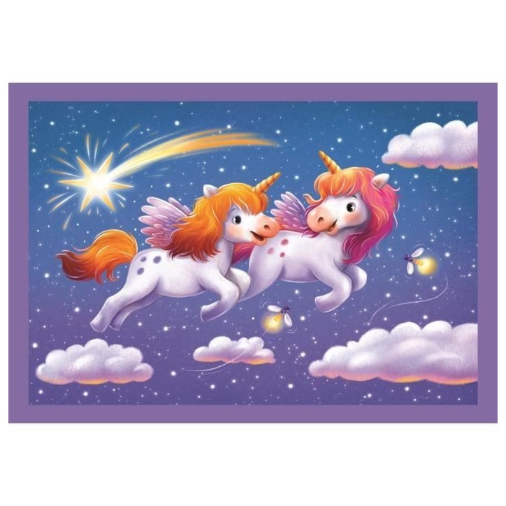 CLEMENTONI - Puzzle 4 en 1 - A Day with Unicorns