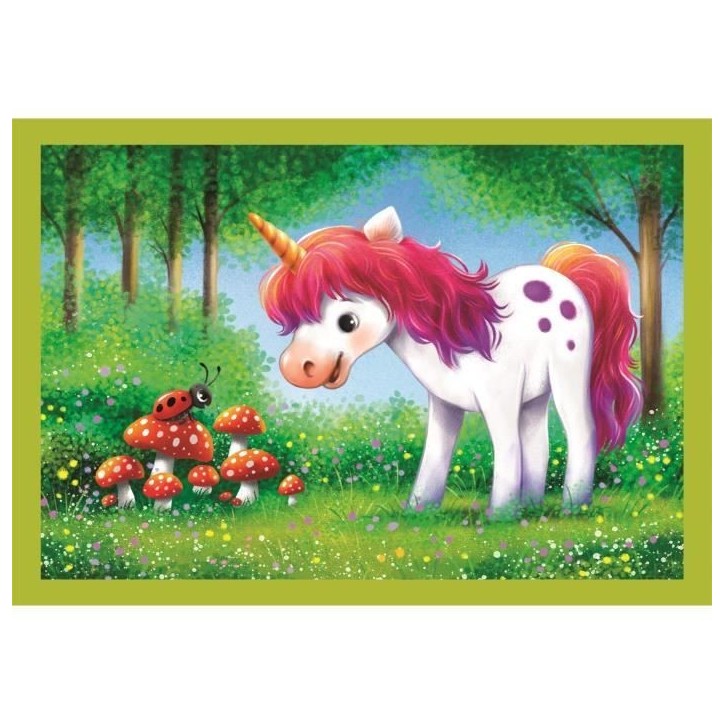 CLEMENTONI - Puzzle 4 en 1 - A Day with Unicorns