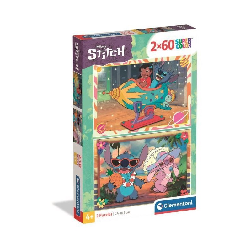 Puzzle 2x60 pieces Stitch, Pour enfants a partir de 3 ans, Theme dessi Puzzle 2x60 pieces Stitch, Pour enfants a partir de 3 ans, Theme dessi