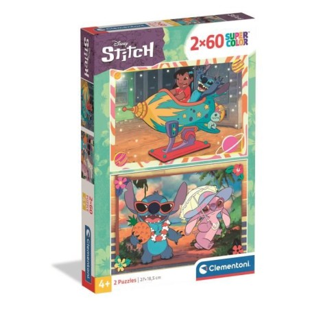 Puzzle 2x60 pieces Stitch, Pour enfants a partir de 3 ans, Theme dessi