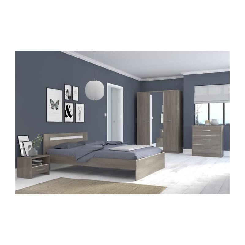 PARISOT Chambre complete adulte - Contemporain - Décor noyer silver - PARISOT Chambre complete adulte - Contemporain - Décor noyer silver -
