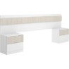 Tete de lit avec 2 tables de chevet a 2 tiroirs - Lamelles / Blanc - 2