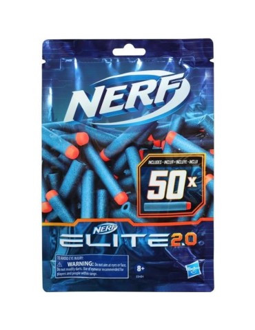 NERF Elite 2.0 Recharge de 50 fléchettes - En mousse NERF Elite 2.0 officielles - compatibles avec les Blasters NERF - Des 8 an