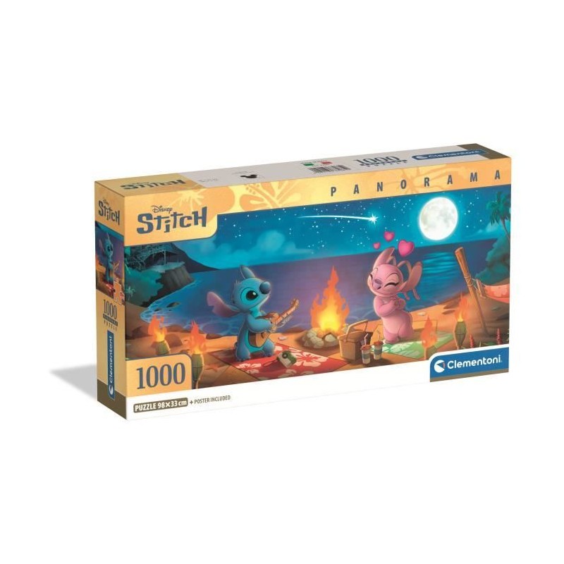 Puzzle 1000 pieces Stitch, Panorama Compact, CLEMENTONI, Dimensions du Puzzle 1000 pieces Stitch, Panorama Compact, CLEMENTONI, Dimensions du