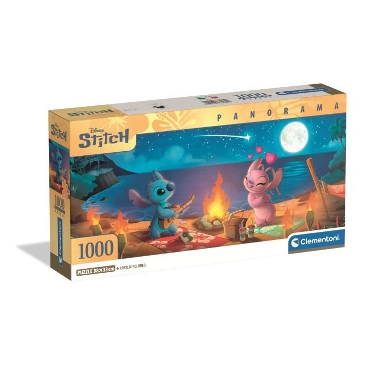 Puzzle 1000 pieces Stitch, Panorama Compact, CLEMENTONI, Dimensions du puzzle 98 x 33 cm Puzzle 1000 pieces Stitch, Panorama Compact, CLEMENTONI, Dimensions du puzzle 98 x 33 cm
