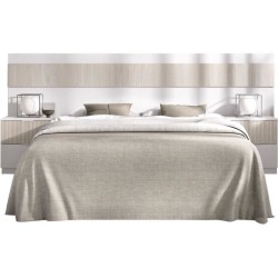 Tete de lit avec 2 tables de chevet a 2 tiroirs - Lamelles / Blanc - 2