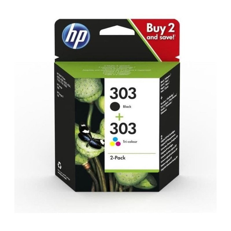 Cartouches d'encre HP 303 - Pack de 2 - Noir et Couleurs - 3YM92AE - E