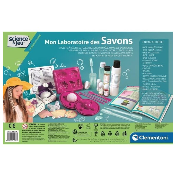 Jeu de création de savons - CLEMENTONI - Mon laboratoire des savons - Pour enfants a partir de 8 ans Jeu de création de savons - CLEMENTONI - Mon laboratoire des savons - Pour enfants a partir de 8 ans