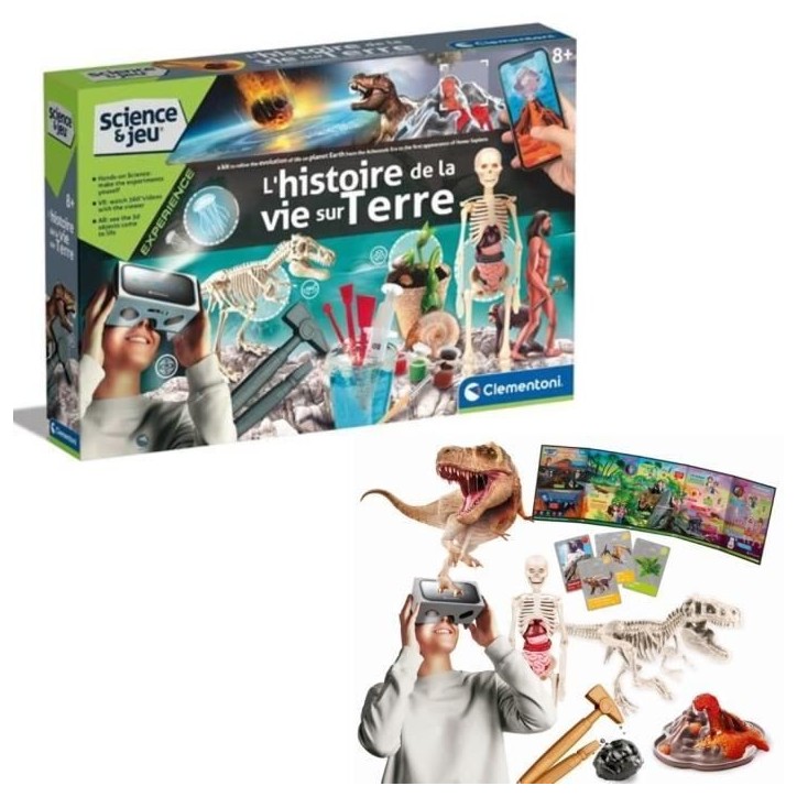 Clementoni - Sciences et jeu - L'histoire de la vie sur Terre - Réalité Virtuelle - Plus de 50 expériences - Fabriqué en Ita Clementoni - Sciences et jeu - L'histoire de la vie sur Terre - Réalité Virtuelle - Plus de 50 expériences - Fabriqué en Ita