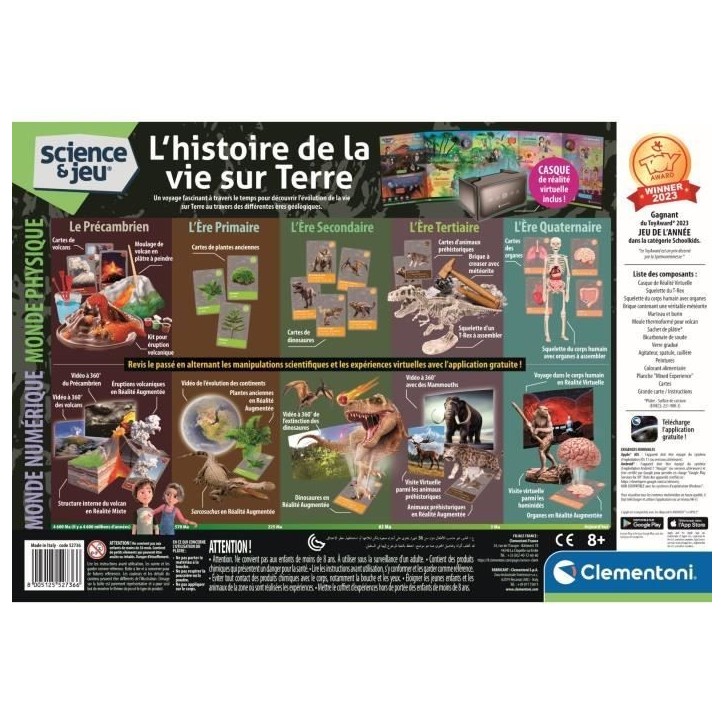 Clementoni - Sciences et jeu - L'histoire de la vie sur Terre - Réalité Virtuelle - Plus de 50 expériences - Fabriqué en Ita Clementoni - Sciences et jeu - L'histoire de la vie sur Terre - Réalité Virtuelle - Plus de 50 expériences - Fabriqué en Ita