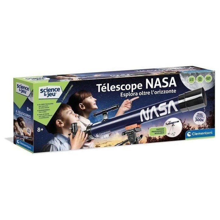 Clementoni - Science et jeau - Télescope NASA objetcif 50mm - Trépied extensible jusqu'a 127 cm