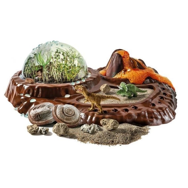 Clementoni - Sciences et jeu - Le monde des dinosaures - Terrarium a créer + 3 figurines dinosaures - Fabriqué en Italie