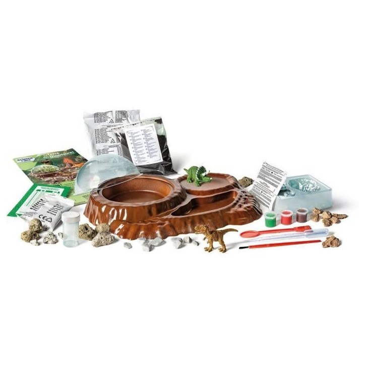 Clementoni - Sciences et jeu - Le monde des dinosaures - Terrarium a créer + 3 figurines dinosaures - Fabriqué en Italie