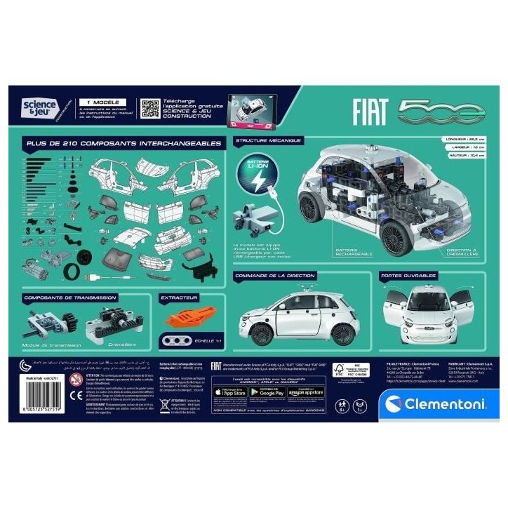 Clementoni - Coffret de construction Fiat 500 électrique - Application dispoonible - Fabriqué en Italie Clementoni - Coffret de construction Fiat 500 électrique - Application dispoonible - Fabriqué en Italie