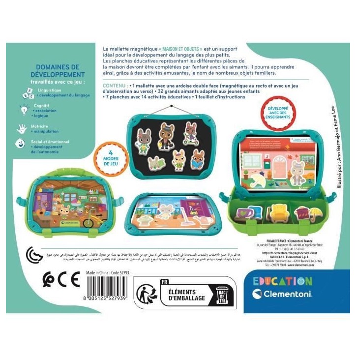 CLEMENTONI - Mallette magnétique - Mots et objets - Apprentissage - Des 2 ans