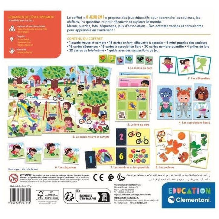 Clementoni - Coffret de 8 jeux en 1 - Jeux éducatifs formes, couleurs, nombres, quantités - Dés 3 ans Clementoni - Coffret de 8 jeux en 1 - Jeux éducatifs formes, couleurs, nombres, quantités - Dés 3 ans