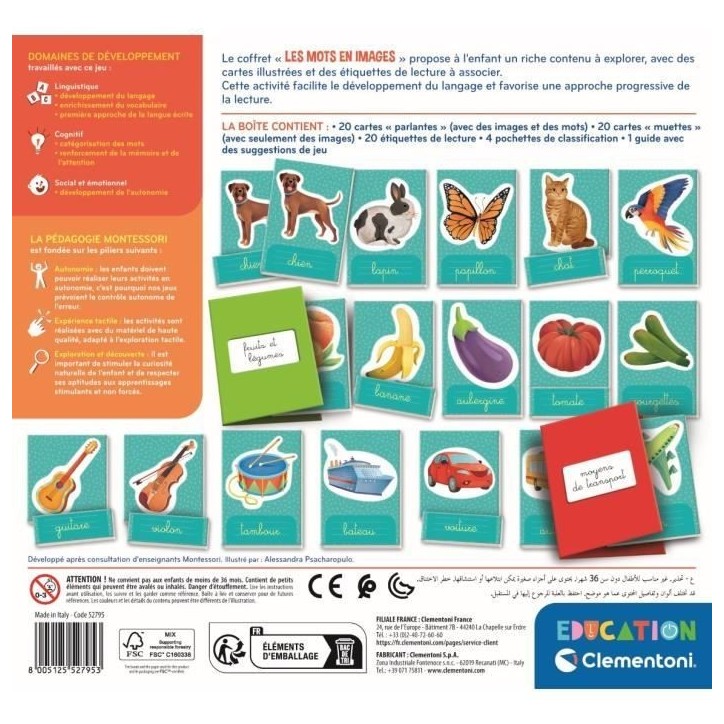Montessori - Clementoni - Les mots en images - Jeu éducatif développement du lexique - Dés 3 ans Montessori - Clementoni - Les mots en images - Jeu éducatif développement du lexique - Dés 3 ans