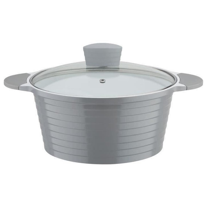 Faitout fonte d'aluminium - GSW - BOLERO - 28 cm - Induction - Gris / Blanc Faitout fonte d'aluminium - GSW - BOLERO - 28 cm - Induction - Gris / Blanc