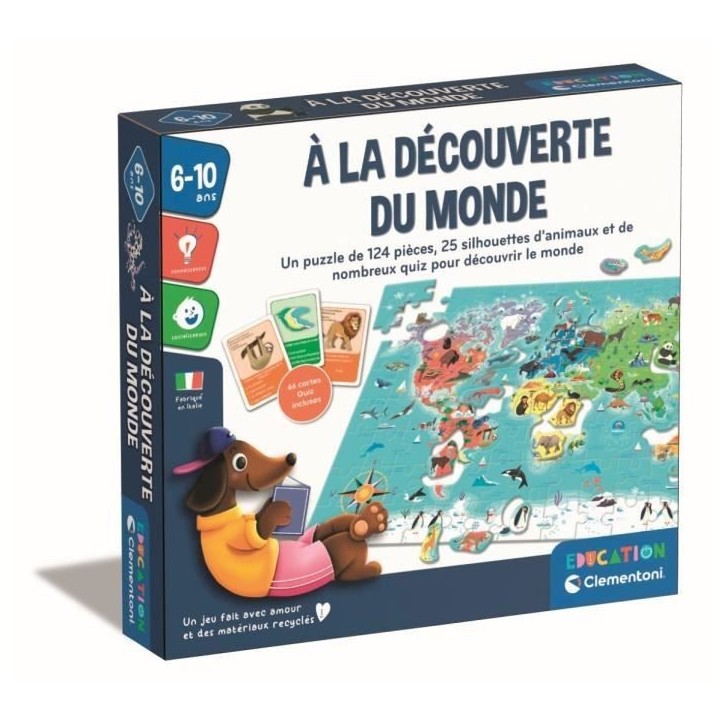 Clementoni - Puzzle a la découverte du monde - Avec activités, défis, tombola et jeu de recherche - Dés 6 ans Clementoni - Puzzle a la découverte du monde - Avec activités, défis, tombola et jeu de recherche - Dés 6 ans