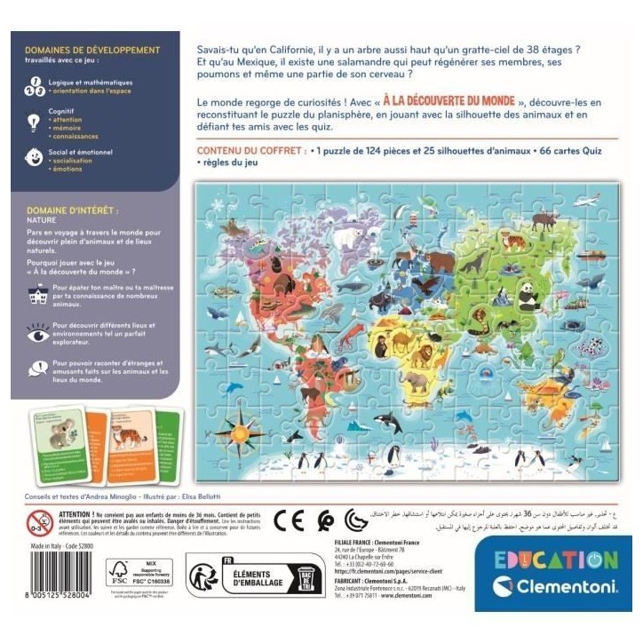Clementoni - Puzzle a la découverte du monde - Avec activités, défis, tombola et jeu de recherche - Dés 6 ans Clementoni - Puzzle a la découverte du monde - Avec activités, défis, tombola et jeu de recherche - Dés 6 ans