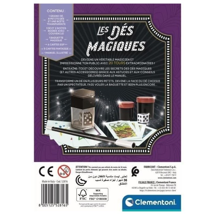 Clementoni - Coffret des dés magiques - 20 tours - Dés 7 ans Clementoni - Coffret des dés magiques - 20 tours - Dés 7 ans