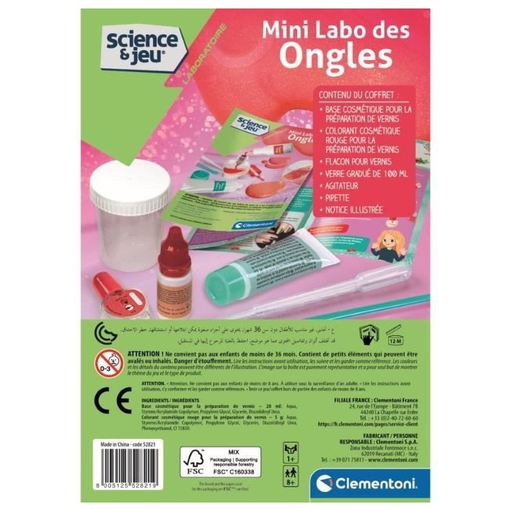 Clementoni - Sciences et Jeu - Mini Labo des ongles - Crée ton propre vernis a ongles - Des 8 ans Clementoni - Sciences et Jeu - Mini Labo des ongles - Crée ton propre vernis a ongles - Des 8 ans