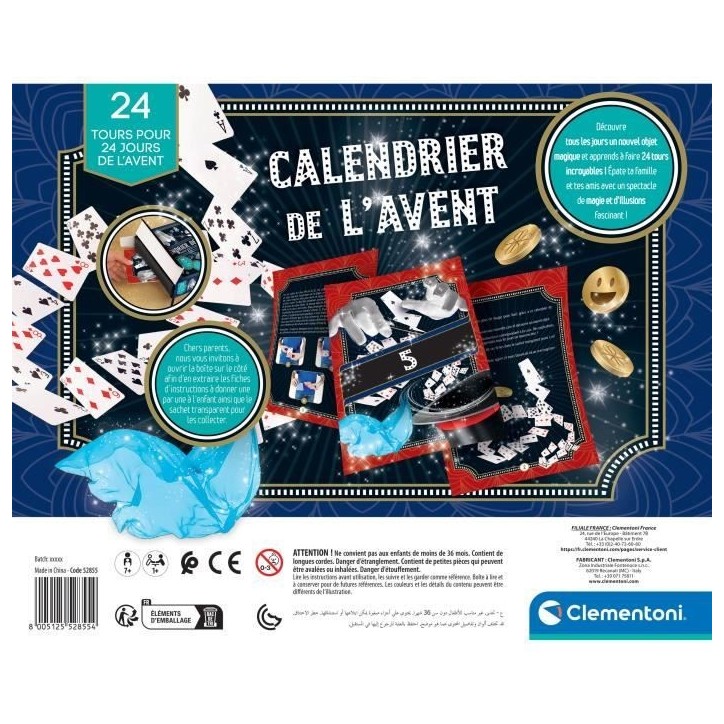 Calendrier de l'Avent Magicien, Theme Magie & Illusions, 24 tours différents, Inclus manuel illustré, CLEMENTONI 52855, Des 7 Calendrier de l'Avent Magicien, Theme Magie & Illusions, 24 tours différents, Inclus manuel illustré, CLEMENTONI 52855, Des 7