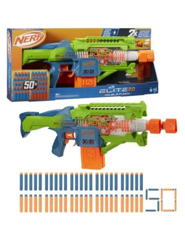 Nerf Elite 2.0 - NERF - Double Punch - Canons alternatifs rapides - 50 fléchettes incluses