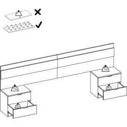Tete de lit avec 2 tables de chevet a 2 tiroirs - Lamelles / Blanc - 2