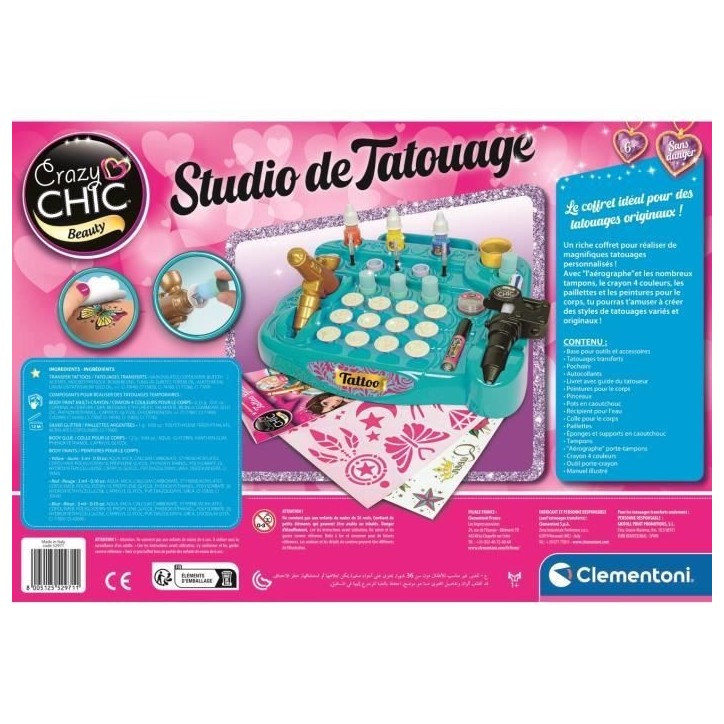 CLEMENTONI - Studio de tatouage pour enfant - A partir de 7 ans