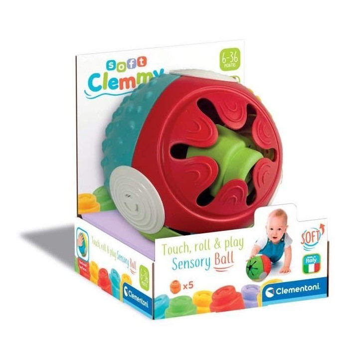 Balle sensorielle Clemmy - CLEMENTONI - Pour bébé - Différentes textures - Lavable en machine