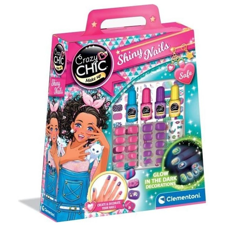Clementoni - Kit manucure phosphorescents pour enfant - Vernis, faux ongles et autocollants - Des 7 ans Clementoni - Kit manucure phosphorescents pour enfant - Vernis, faux ongles et autocollants - Des 7 ans