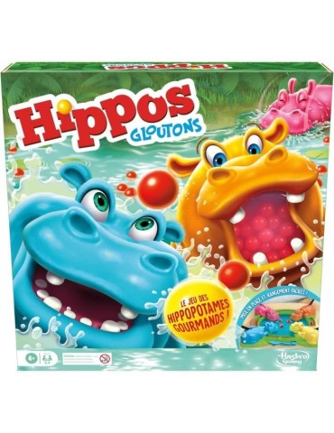 Hippos gloutons, jeu de société enfant, jeu de plateau, des 4 ans, pour 2 a 4 joueurs, Hasbro Gaming
