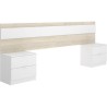 Tete de lit avec 2 tables de chevet a 2 tiroirs - Chene / Blanc - 248