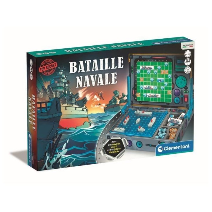 CLEMENTONI - Bataille Navale - Jetons magnétiques et navires en 3D - Jeu de logique - 2 personnes CLEMENTONI - Bataille Navale - Jetons magnétiques et navires en 3D - Jeu de logique - 2 personnes