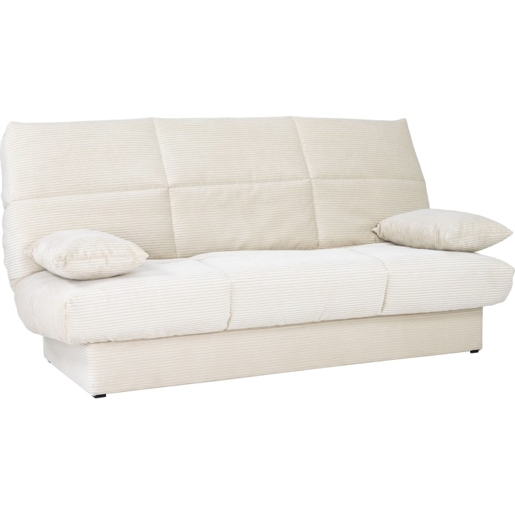Banquette clic-clac CLEM - 3 places - Tissu en velours côtelé - Beige - Densité 20kg/m3 - 190 x 90 x 92 cm - Fabriqué au Por